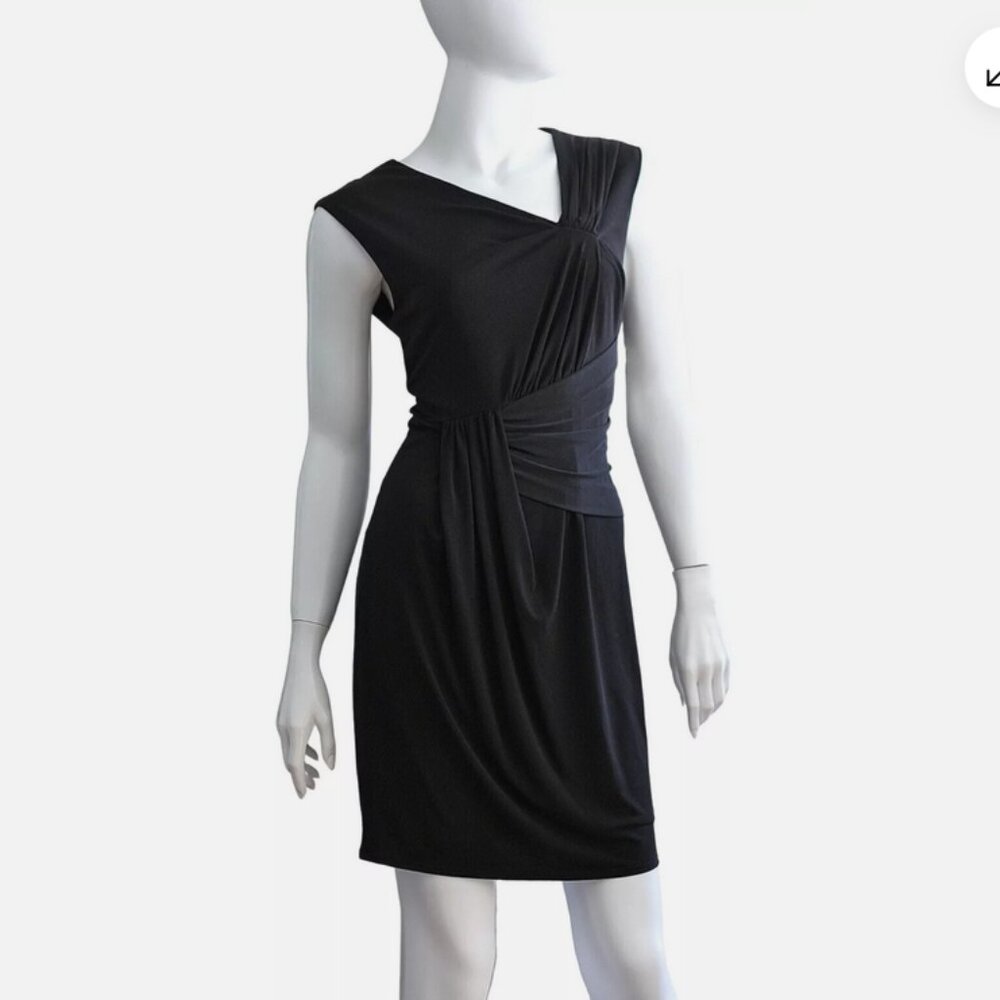 Laundry By Shelly Segal Black Shirred Dress 12 (NWT)